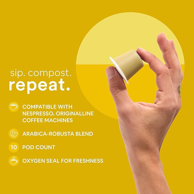 WOKEN COFFEE Compostable Nespresso Pods | Mixed Collection | Arabica Cremoso Light &amp Dark Roast | Roasted USA | Compatible With Nespresso Original Machines | Eco-Friendly Biodegradable Coffee C