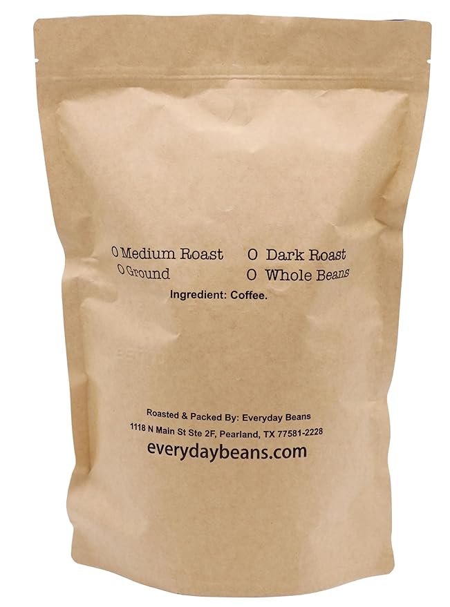 Dark Roast Ground Coffee by Everyday Beans – Smooth Balanced Flavor – 32 oz Bag