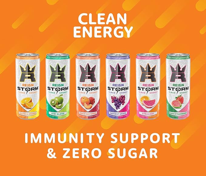 Reign Storm Clean Energy Variety Pack - Fitness &amp Wellness Drink | 6 Flavors | 12 Fl Oz (Pack of 6)