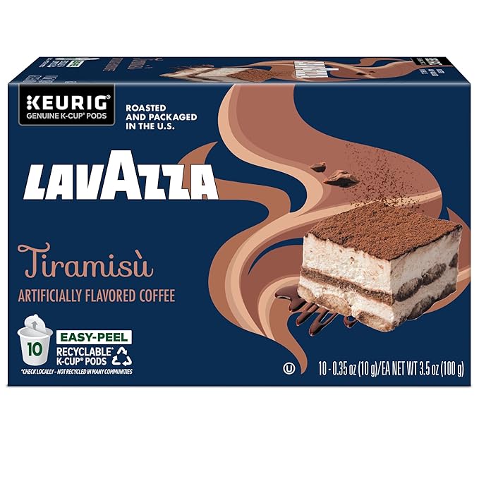 Lavazza Tiramisù Coffee Single Serve Keurig K-Cup Pods Flavored Coffee 60-Count Box (6 Packs of 10)