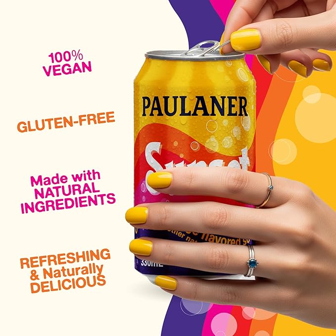 Paulaner Sunset Classic Orange Cola Soda Soft Drink | Fruity European Natural Sugar Spezi Soda Made in Germany | Vegan and Gluten-Free | 11.2 fl oz (330mL) Cans | 24-Pack Case of Soda