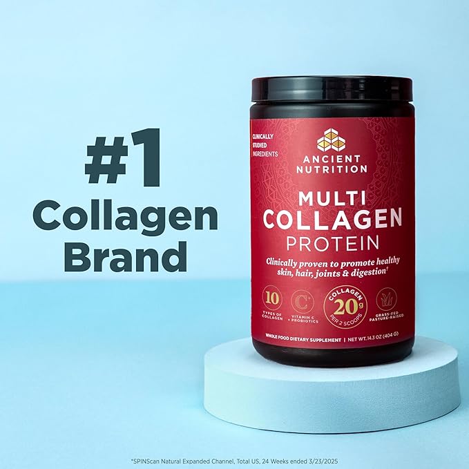 Ancient Nutrition Collagen Peptides Powder Multi Collagen Protein Women &amp Men Vitamin C Probiotics Hydrolyzed Collagen Supports Skin Joints Gut Health Vanilla 24 Servings