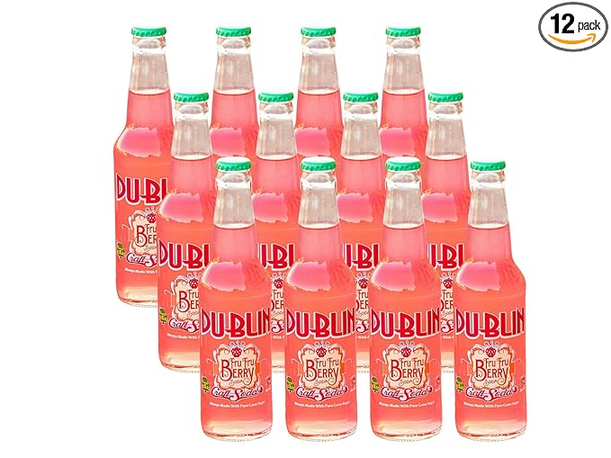 Dublin Bottling Works Craft Soda Pure Cane Sugar Made in Texas – Assorted 12-Pack – Premium Small-Batch Soda Gluten-Free Retro Artisanal Beverages (12 Pack FRU FRU Berry)