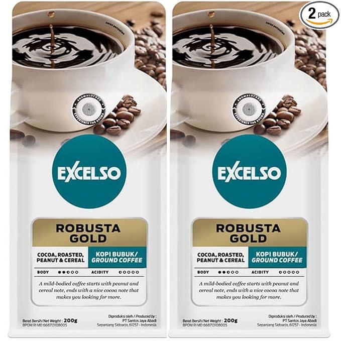 Excelso Robusta Gold Ground Coffee 200g (Pack of 2)