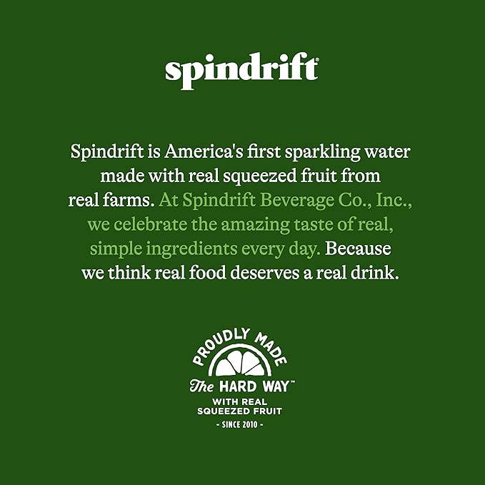 Spindrift Sparkling Water Ginger Lime Mule Flavored Made with Real Squeezed Fruit 12 Fl Oz Cans Pack of 24 (Only 11 Calories per Can)