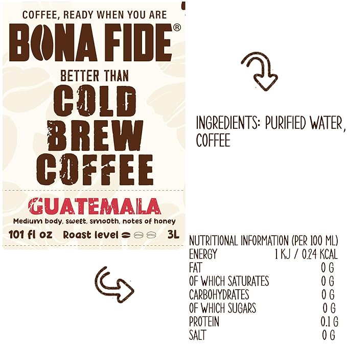 Better Than Cold Brew Coffee - Guatemala 3L (101 Fl Oz) Bag in Box with Tap | Premium Single-Origin Coffee Smooth &amp Rich Flavor | Eco-Friendly Packaging