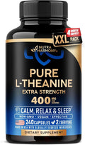 L Theanine 400 mg | L-Theanine Stress Relief | Extra Strength Supplement | Made in USA | Relaxation Sleep &amp Calm Support | For Men &amp Women | Plant Based Non-GMO &amp Gluten-Free | 240 Vegan