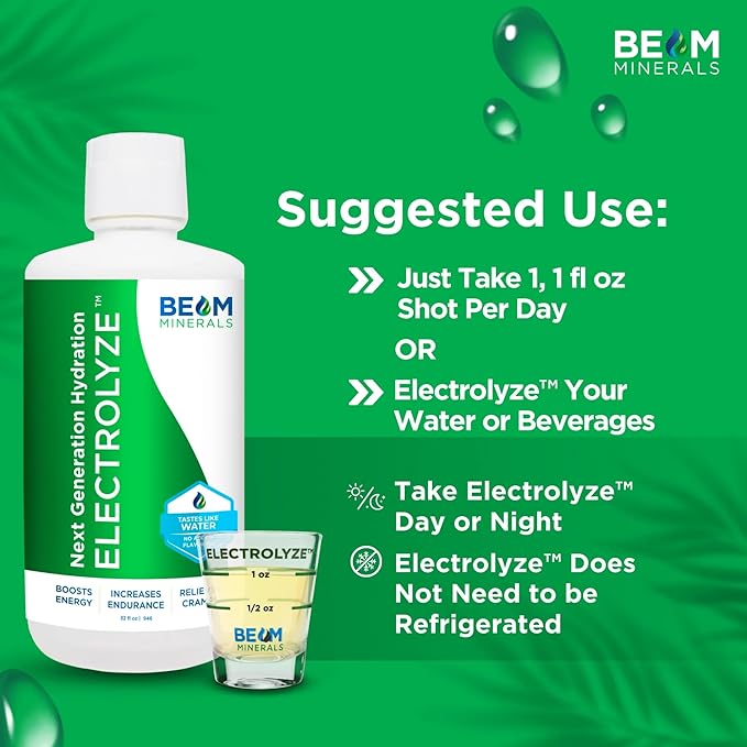 BEAM Minerals Electrolyze | Liquid Electrolyte Replenishment | All The Electrolytes Without All The Salt | 32 fl Oz