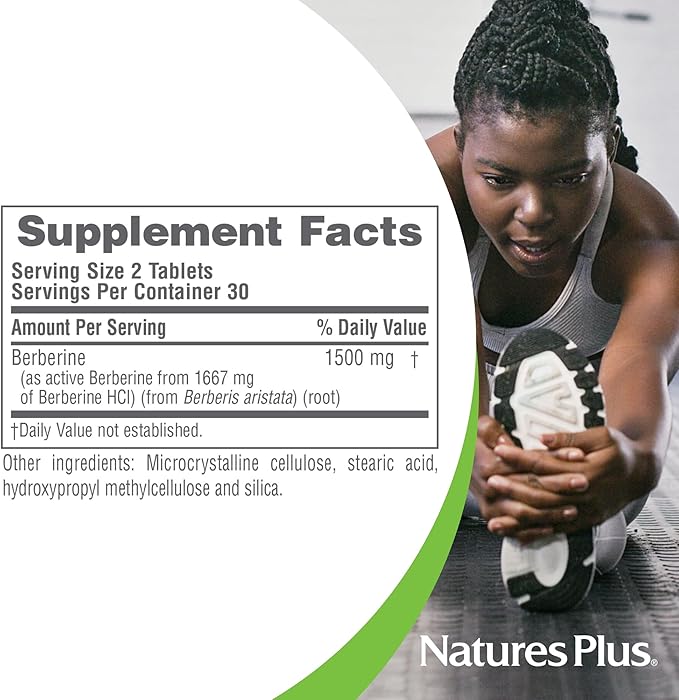 NaturesPlus PRO Berberine 1500 mg - 60 Tablets - Supports Healthy Metabolism - Non-GMO Vegan &amp Gluten Free - 30 Servings