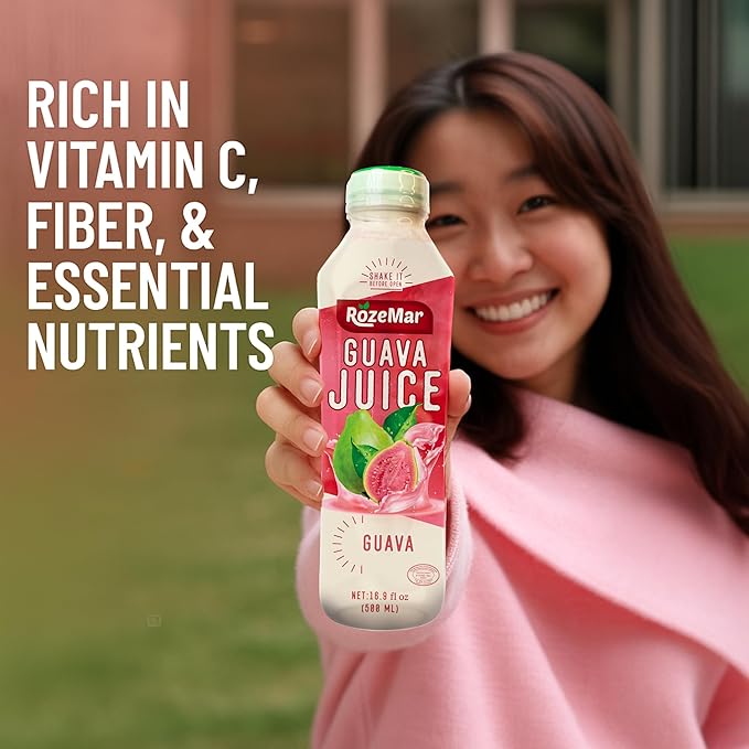 Pack of 12 | 16 Fl Oz | Rozemar Guava Juice | Tropical Guava Beverage | Source of Vitamin C | Smooth &amp Refreshing Fruit Drink | Flavorful Juice