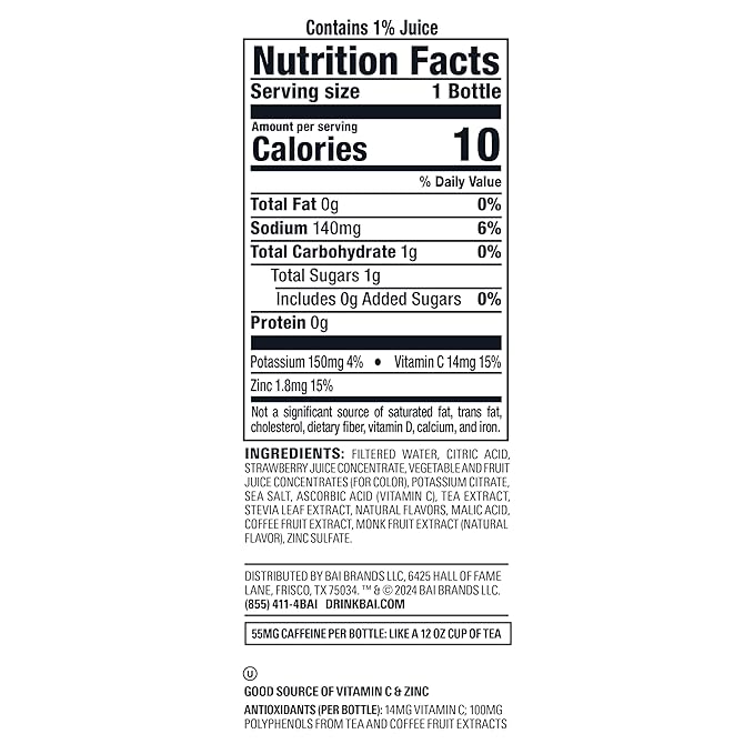 Bai Antioxidant Infused Water Beverage Simbu Strawberry 18 Fluid Ounce Bottle Pack of 12
