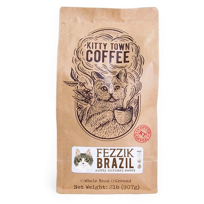 Kitty Town Coffee: Fezzik Medium Roast Coffee From Brazil 2lb (32oz) Whole Bean