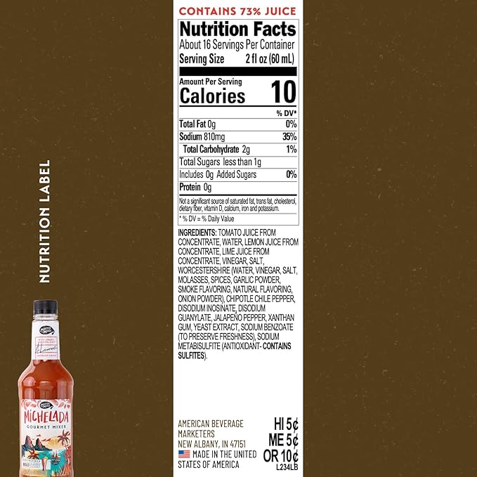 Master of Mixes Michelada Drink Mix Ready To Use 1 Liter Bottle (33.8 Fl Oz) Pack of 6