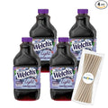 Welch's Concord Grape Light Fruit Juice Drink 64 fl oz Plastic Bottles 4 Pack + 15 Sugarcane Disposable Straws by KOOL8SHOP Infinite Deals