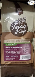 Tejas Cafe 100% Colombian Decaf Ground Coffee 11 oz (Pack of 2)