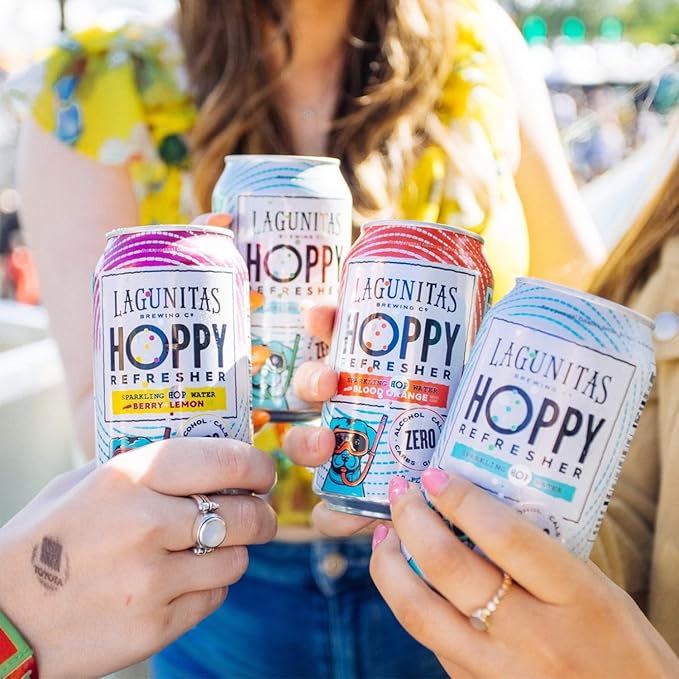 Lagunitas Hoppy Refresher Blood Orange 36 Pack Non-Alcoholic Hop Water Drink | Refreshing Alcoholic Brew Substitute | 12oz Cans 0.0% ABV