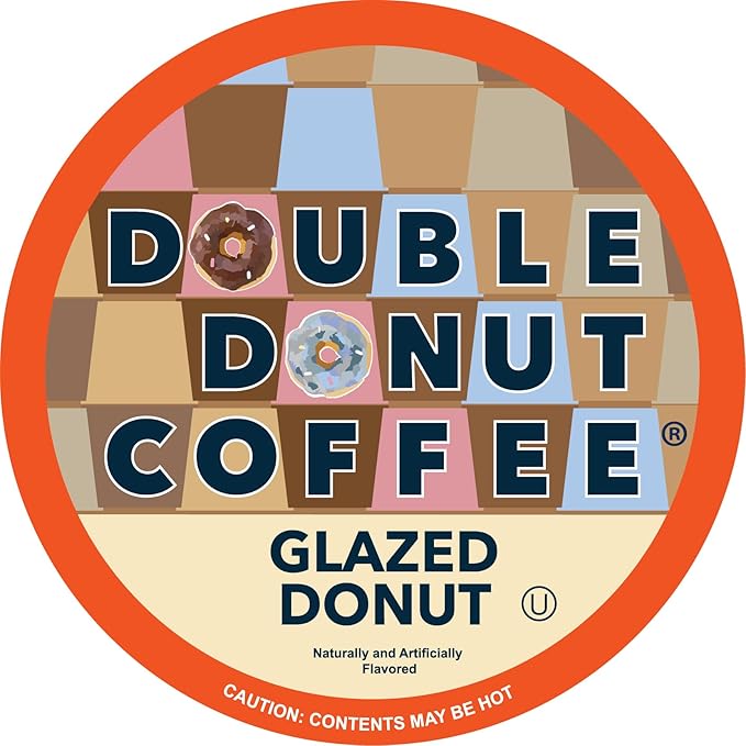 Double Donut Flavored Coffee Pods Medium Roast Glazed Donut Coffee Pods Single-Serve Pods for Keurig K Cup Brewer Machines 80 Count Value Pack