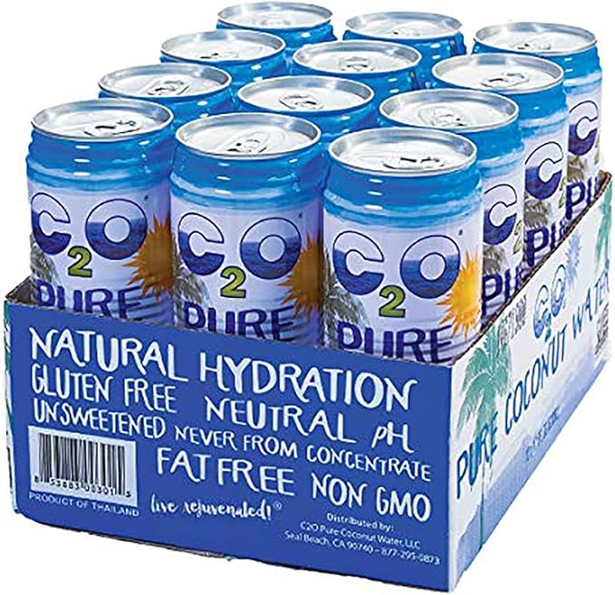 C2O Pure Coconut Water | Plant Based | Non-GMO | No Added Sugar | Essential Electrolytes | 17.5 FL OZ (Pack of 12)