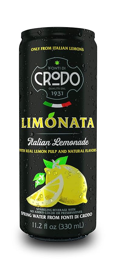 Fonti Di Crodo Limonata Italian Sparkling Lemonade 11.2 Oz. Cans (Pack of 24)