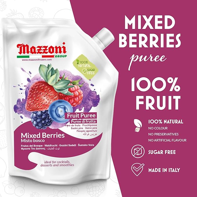 Mazzoni - Mixed Berry &amp Mango Puree 100% Natural Fruit