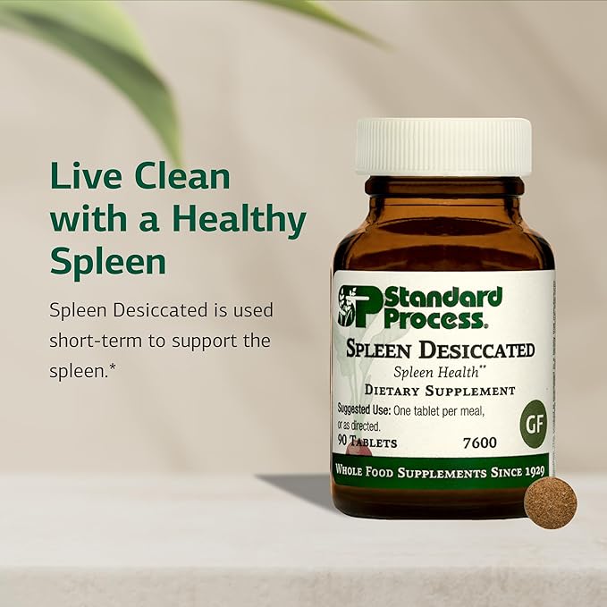 Standard Process Spleen Desiccated - Whole Food-Based Supplement to Support Spleen Health - Aid Healthy Immune System - Supplement with Proprietary Blend with Bovine &amp Ovine Spleen - 90 Tablets