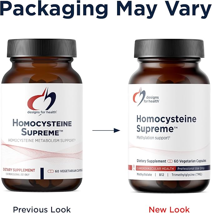 Designs for Health Homocysteine Supreme - Methylated B Vitamins with Riboflavin B6 B12 Folate L-Serine &amp TMG for Brain Support &amp Heart Health - Methylated Multivitamin (60 Capsules)