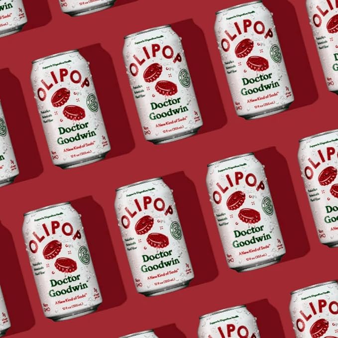 OLIPOP Prebiotic Soda Pop Doctor Goodwin A New Kind of Soda Packed with Prebiotics Fiber and Botanicals Gluten Free GMO Free 12oz (12-Cans)