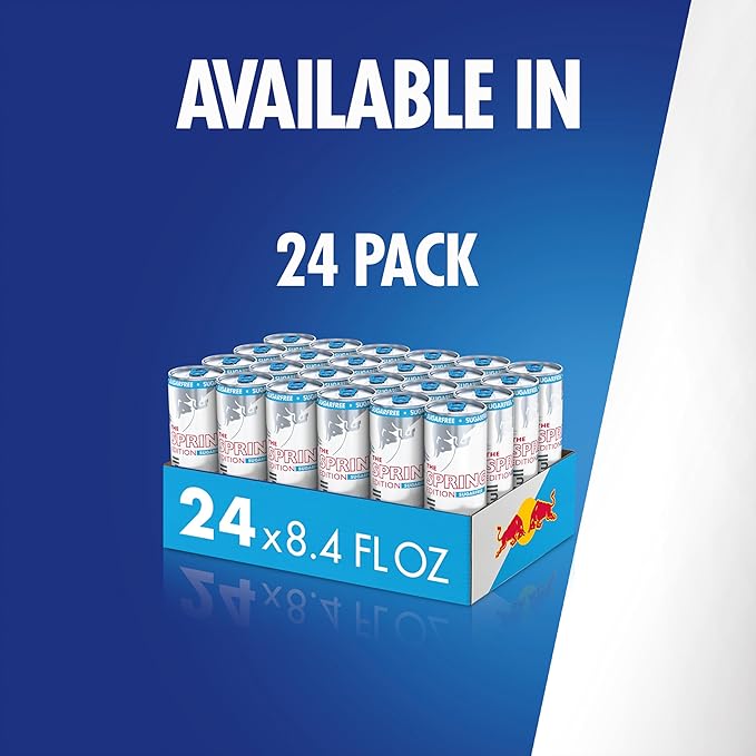 Red Bull Spring Edition Sugarfree Energy Drink Cherry Sakura 80mg Caffeine Taurine &amp B Vitamins 8.4 fl. oz. Pack of 24 Cans