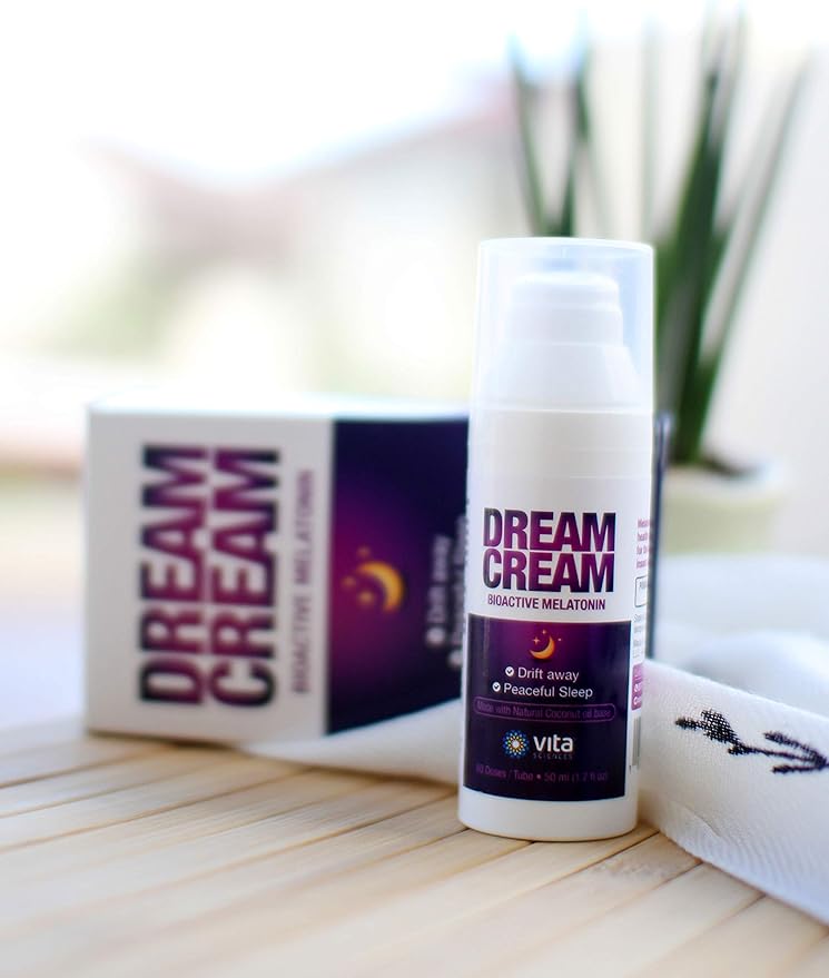 Vita Sciences Dream Cream Melatonin 3mg - The Best Natural Sleep Aid Topical Sleep Cream Is a Safe Alternative to Sleeping Pills. Fragrance-Free Lotion