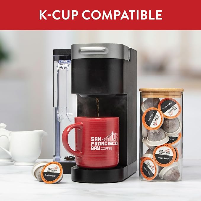 San Francisco Bay Compostable Coffee Pods - Praline Pecan (80 Ct) K Cup Compatible including Keurig 2.0 Flavored Medium Roast