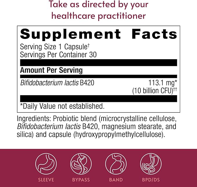 Bariatric Advantage FloraVantage Control - Probiotic Health for Bariatric Patients - Probiotic for Gut Health - Vegetarian &amp Non-GMO - 30 Count