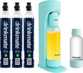 Drinkmate OmniFizz Sparkling Water and Soda Maker Carbonates Any Drink ULTIMATE BUNDLE - Includes three 60L CO2 Cylinders Two Carbonation Bottles and Fizz Infuser (Arctic Blue)