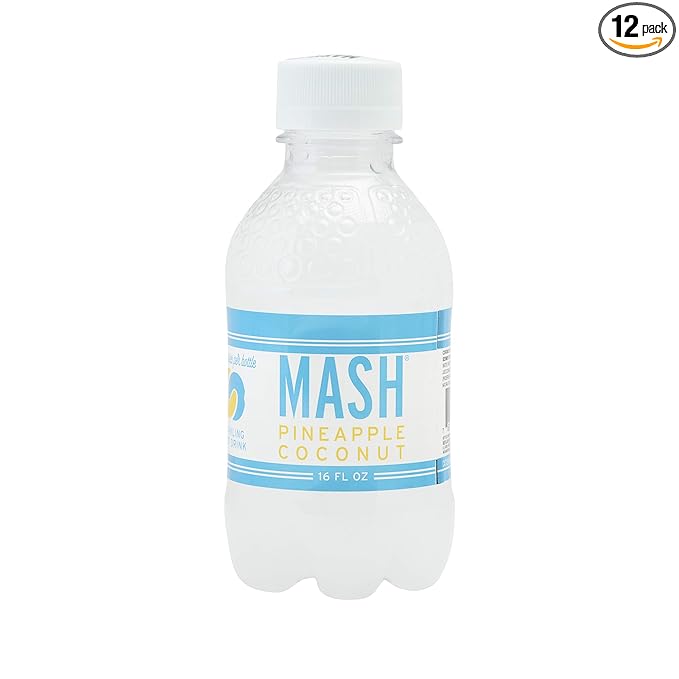 Boylan Bottling MASH Great Tasting Pineapple Coconut – Lightly Carbonated Fruit Drink - Low Calorie &amp No Sugar - 12 Count