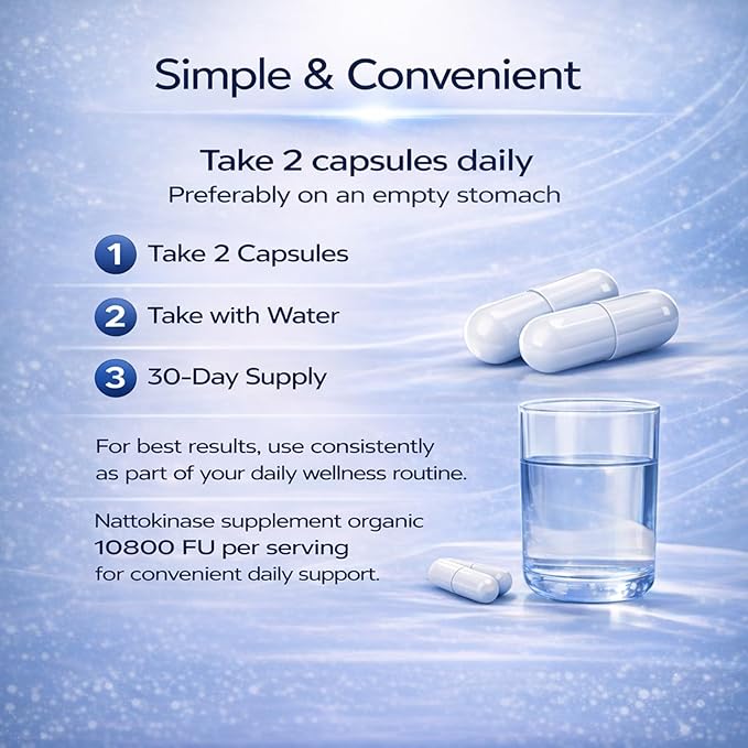 Ultimate Nattokinase Capsules Nattokinase Supplement Organic 10800 FU Per Serving for Heart Health and Daily Wellness Support Vegan Gluten Free 60 Capsules (3)