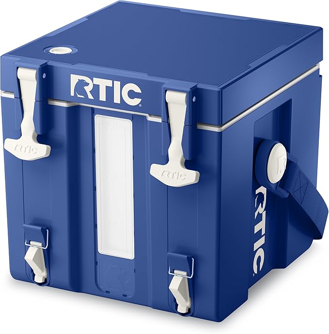 RTIC Halftime Water Cooler 3 Gallon Portable Carrier Container Drink Beverage Dispenser Stackable with 2 Taps Bottleless BPA-Free for Sports Camping BBQ Parties Picnic Cobalt &amp White