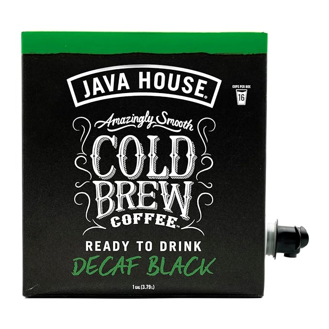 Java House Cold Brew Coffee on Tap (Pack of 2) – Premium 100% Arabica Decaf – Smooth Decaf with Chocolate &amp Caramel Notes – 1 Gallon Box (16 Servings) – Ready to Drink No Caffeine No Brewing Req