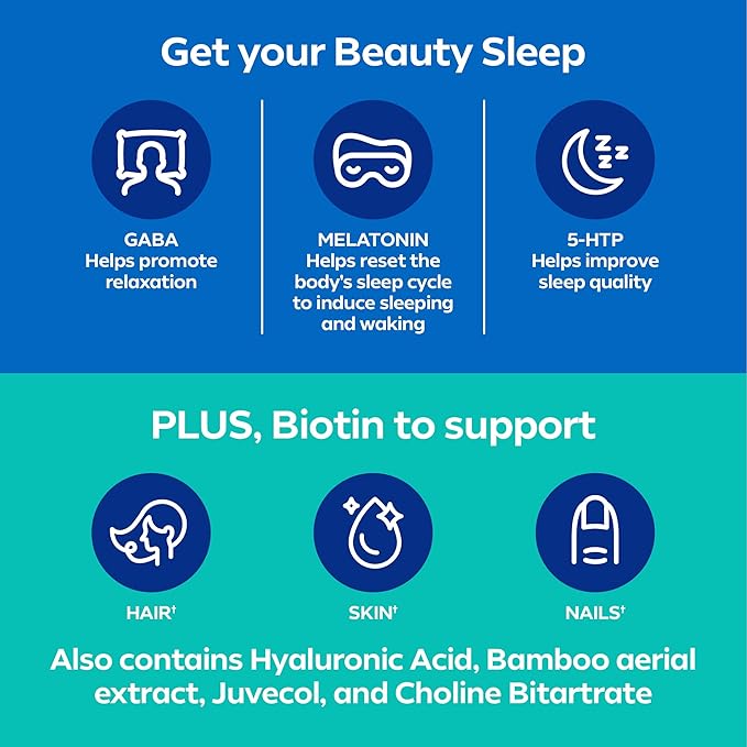 Dream Water Beauty Sleep Aid Drink Supplement Melatonin 5mg GABA 5-HTP Plus Biotin for Healthy Skin Hair and Nails 2.5 oz Liquid Sleep Shots Zen Tonic 12-Count
