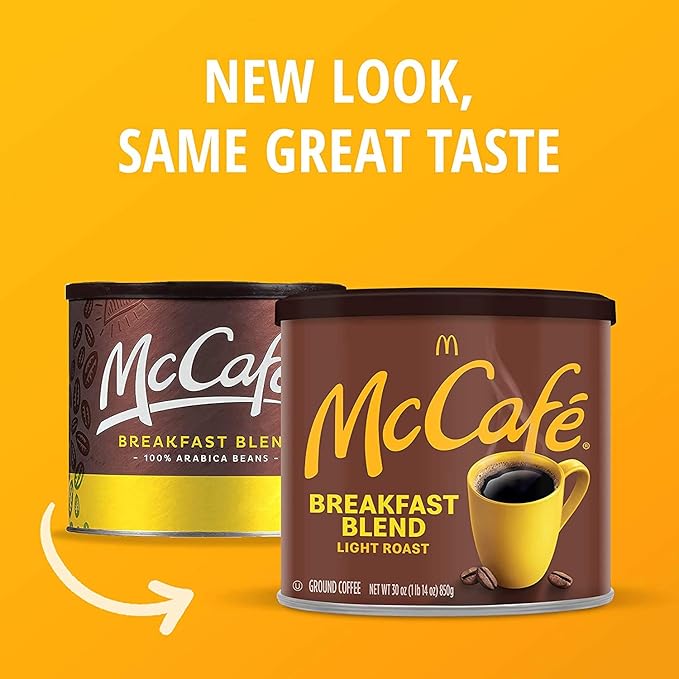 McCafé Breakfast Blend Light Roast Ground Coffee (30 oz Canisters Pack of 2))