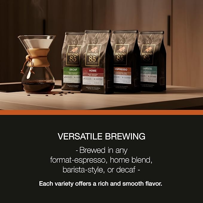 BEYOND 85 COFFEE Espresso Premium Colombian Coffee Medium Roast Fruity Nutty &amp Chocolatey Notes Whole Bean 12 OZ