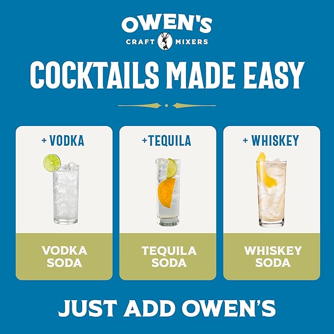Owen's Club Soda Premium Cocktail Mixer Made with Pure Pacific Sea Salt - 8.2oz Cans (24 pack)