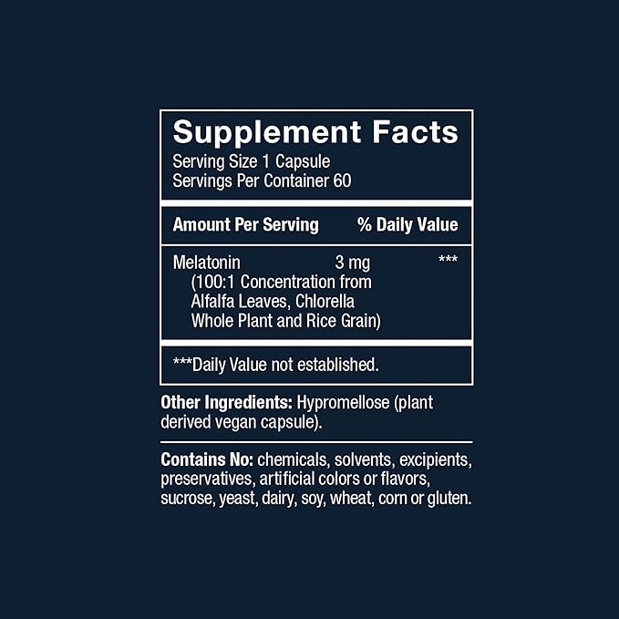 Herbatonin® 3mg - The First Phyto-Melatonin (Natural Plant Melatonin) for Sleep Cycle Body Clock and Circadian Rhythm Support for Jet Lag Shift Work and Sleeplessness 60 Vegan Capsules
