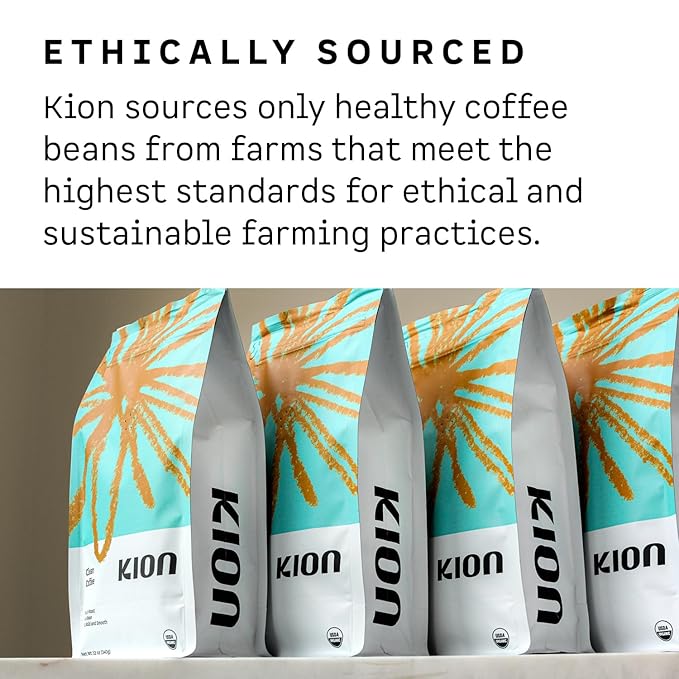 Kion Organic Whole Bean Coffee Tested for Toxins Ethically Sourced Rich Bold and Smooth Medium Roast 12 Oz (3 Pack)