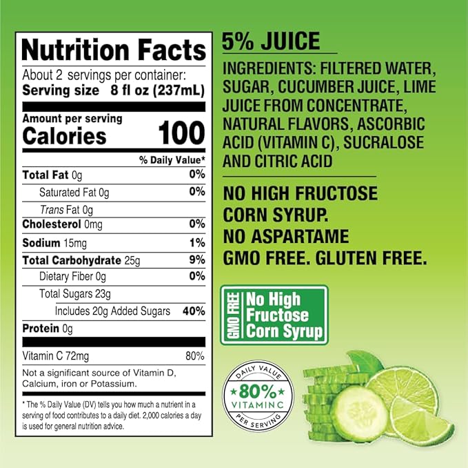 Langers Agua Fresca Cucumber Lime Juice Cocktail 15.2 fl oz (Pack of 12)
