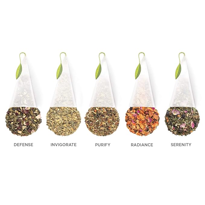 Tea Forte Premium Presentation Box Gift Set Sampler 20 Count Assorted Blends Individually Wrapped Handcrafted Pyramid Infuser Bags Wellbeing Tea