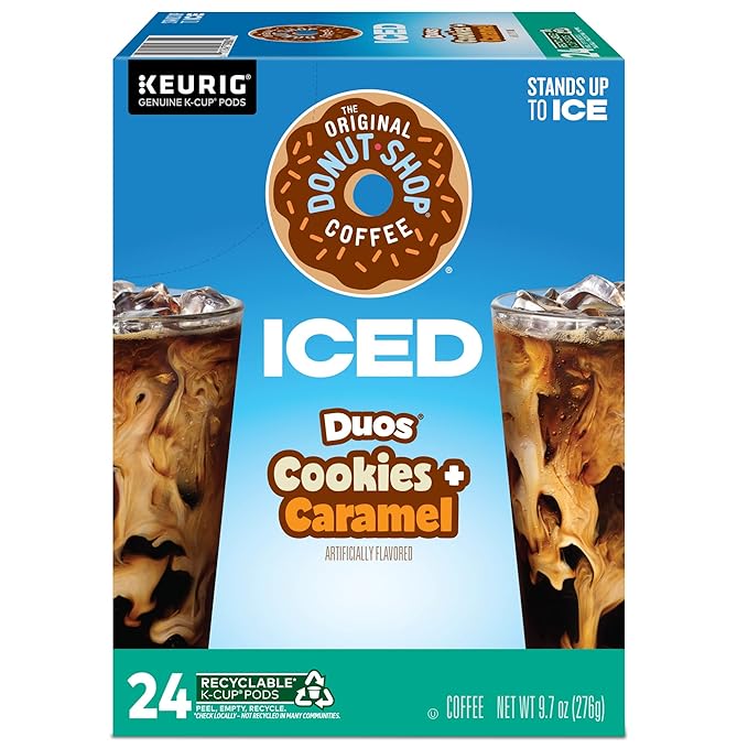 The Original Donut Shop Iced Duos Cookies + Caramel Coffee Keurig Single Serve K-Cup Pods 24 count