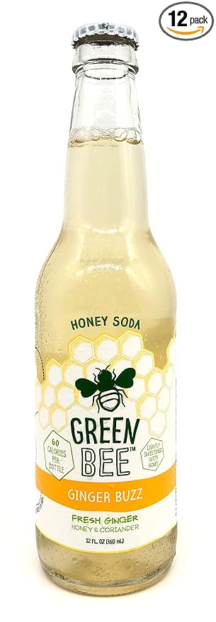 Green Bee Honey Sweetened Soda - Case of 12 (Ginger Buzz)
