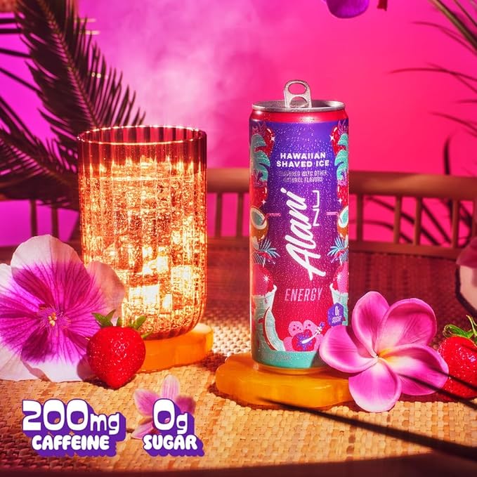 New Alani Energy Drinks Winter Wonderland Hawaian Shaved Ice Pink Slush Variety Pack Sugar-Free Low-Calorie Energy Boost Drink 12 fl oz (Pack of 6) Repackaged By * Shadow Hunter*