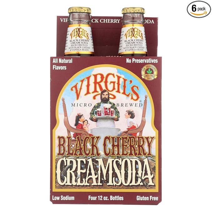 Virgil's Rootbeer Cream Soda - Black Cherry - Case of 6 - 12 Fl oz.