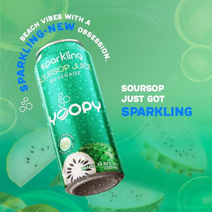 Yoopy Sparkling Fruit Juices Variety Pack – 12 Cans (10.82 fl oz Each) – with 55% Real Juice – Tropical Flavours Naturally Refreshing