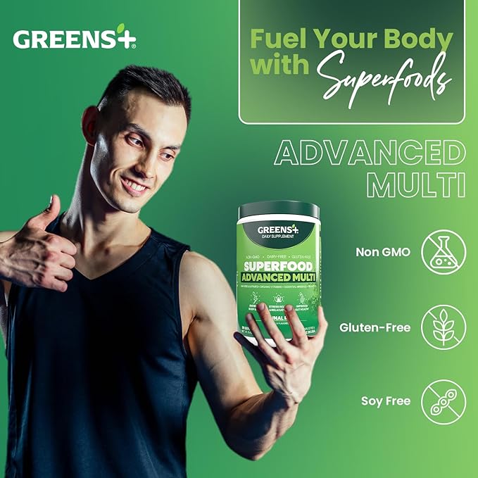 Greens+ Advanced Multi Raw Superfood | Essential Blend of Raw Foods Superfruits and Sea Vegetables Powder | Vegan | Dietary Supplement | Non GMO Soy Dairy &amp Gluten-Free | Size 9.4oz